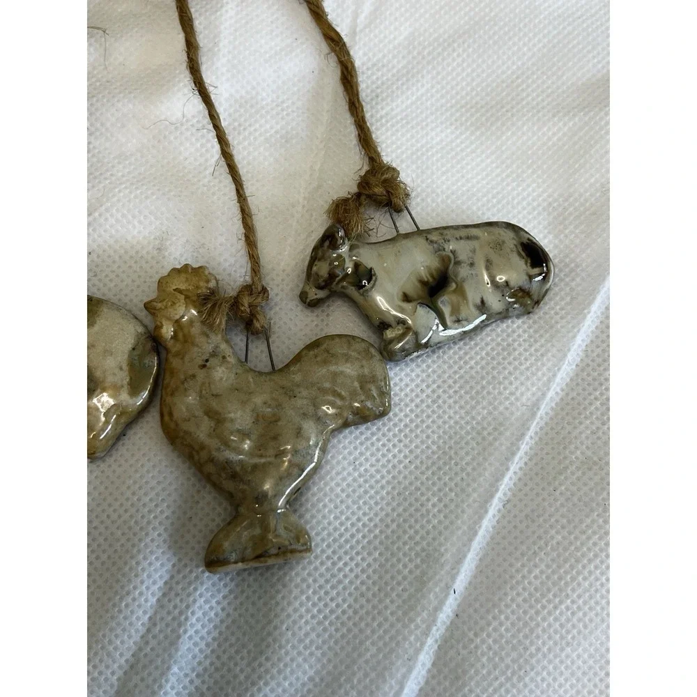 Vtg Farm Animal Wind Chime Rustic Farmhouse Primitive Country Kitchen Whimsical